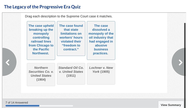 PLEASE HELP ME!!! Drag each description to the Supreme Court case it matches.-example-1