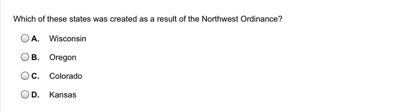 Which of these states was created as a result of the Northwest Ordinance? A. Wisconsin-example-1