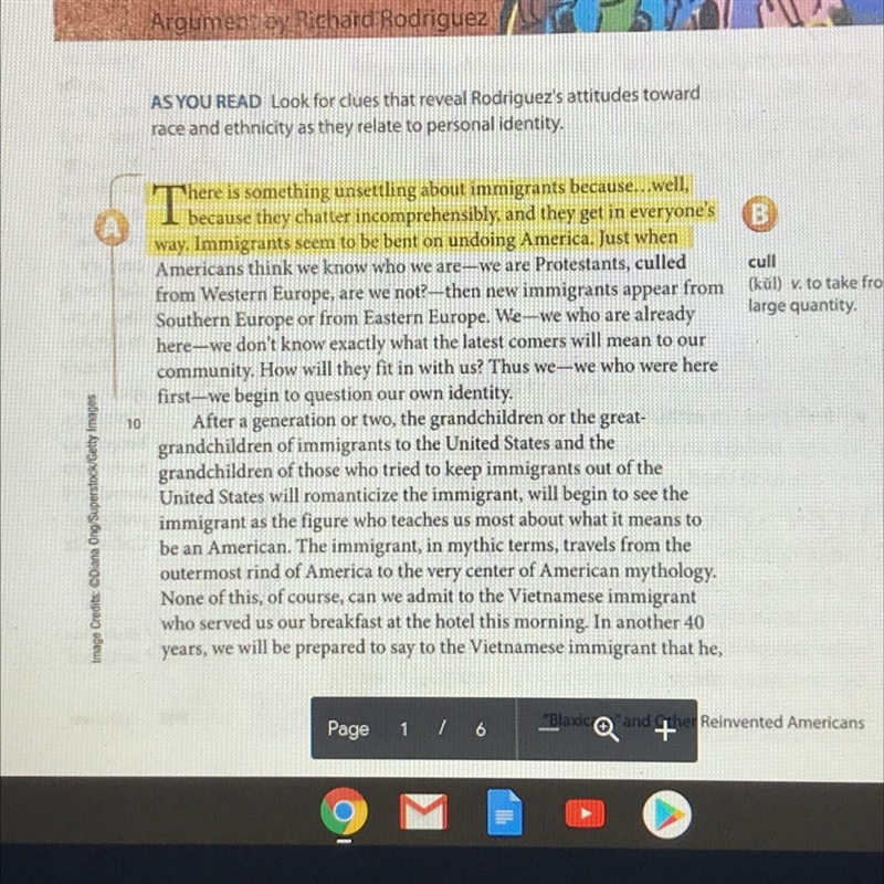 1.Lines 1-3, what does Rodriguez really means ? 2.Lines 1-9, what is Rodriguez claim-example-1