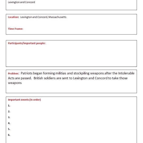 Important events (in order) in Lexington and Concord 1. 2. 3. 4. 5. 6.-example-1