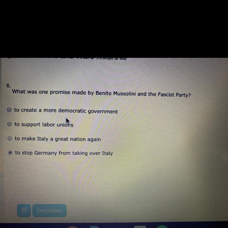 HELP PLEASEEEE What was one promise made by Benito Mussolini and the Fascist Party-example-1