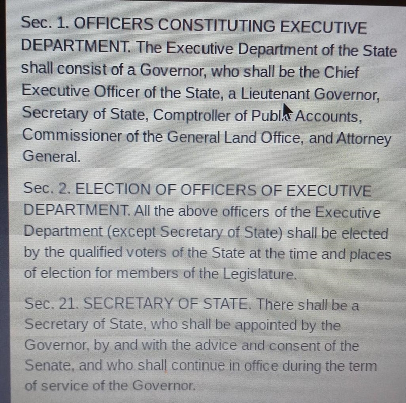 According to the excerpt, who chooses the governor? O the members of the legislature-example-1