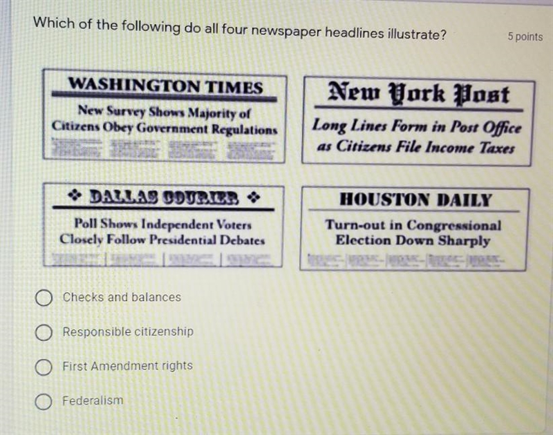 Which of the following do all four newspaper headlines illustrate?​-example-1