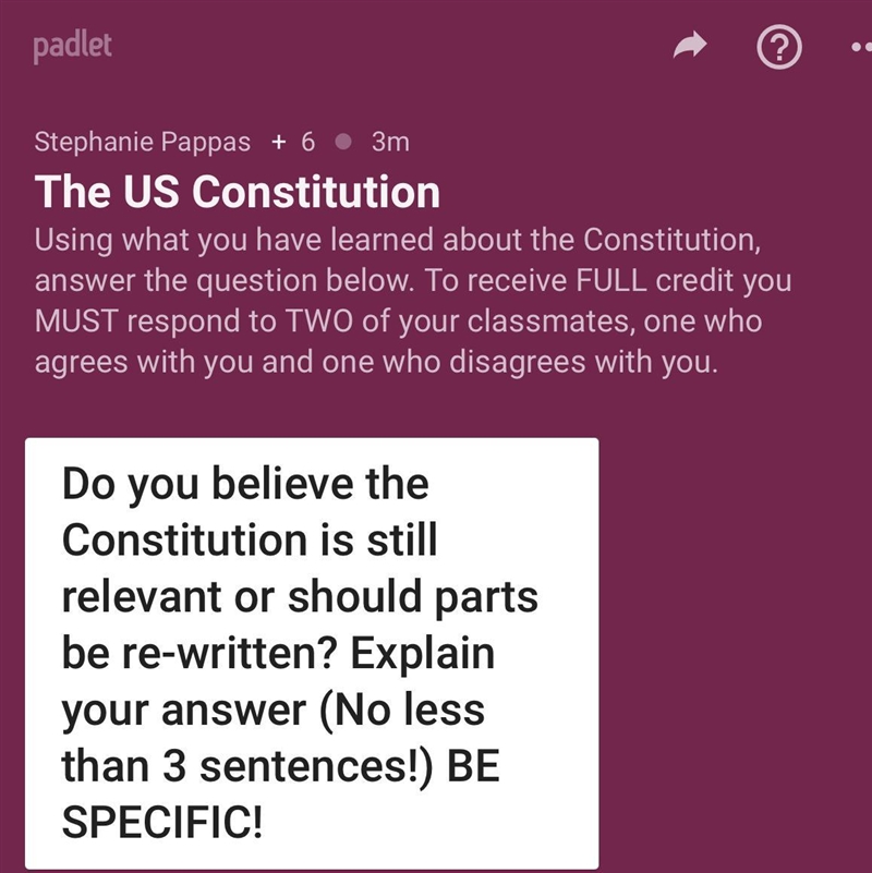 Do you believe the Constitution is still relevant or should parts be re-written? Explain-example-1