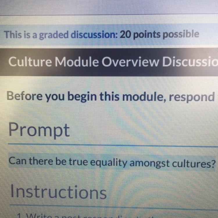 Can there be true equality amongst cultures? help idk what to say-example-1