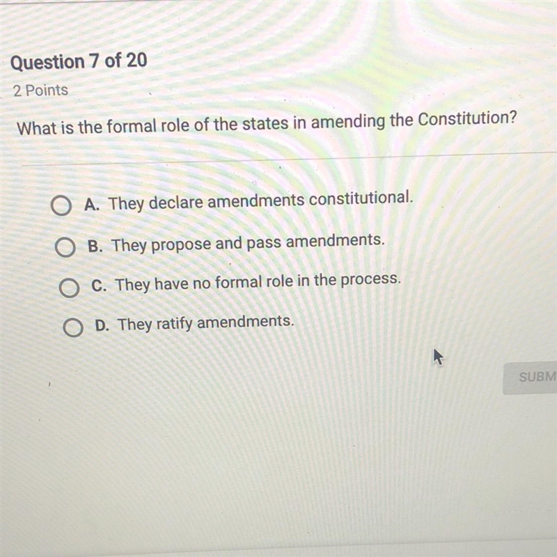 What is the formal role of the state’s in amending the constitution?-example-1