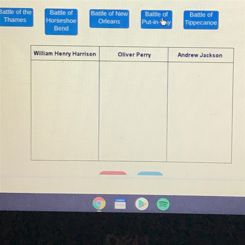 23 Drag each label to the correct location on the table. Match each battle to the-example-1