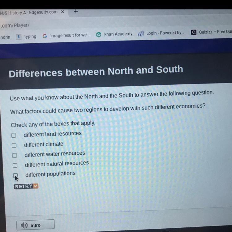 What factors could cause two regions to develop with such different economies?-example-1