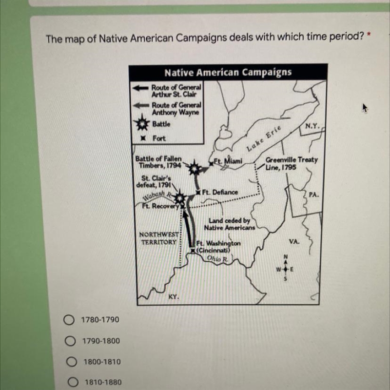 Pls help the map of native american campaigns deals with which time period-example-1