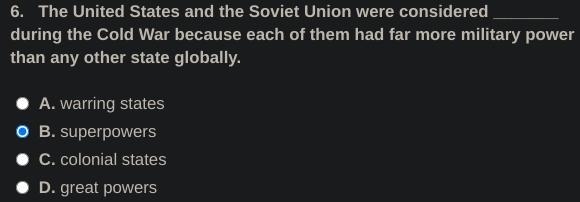 the united states and the soviet union were considered —————— during the cold war-example-1