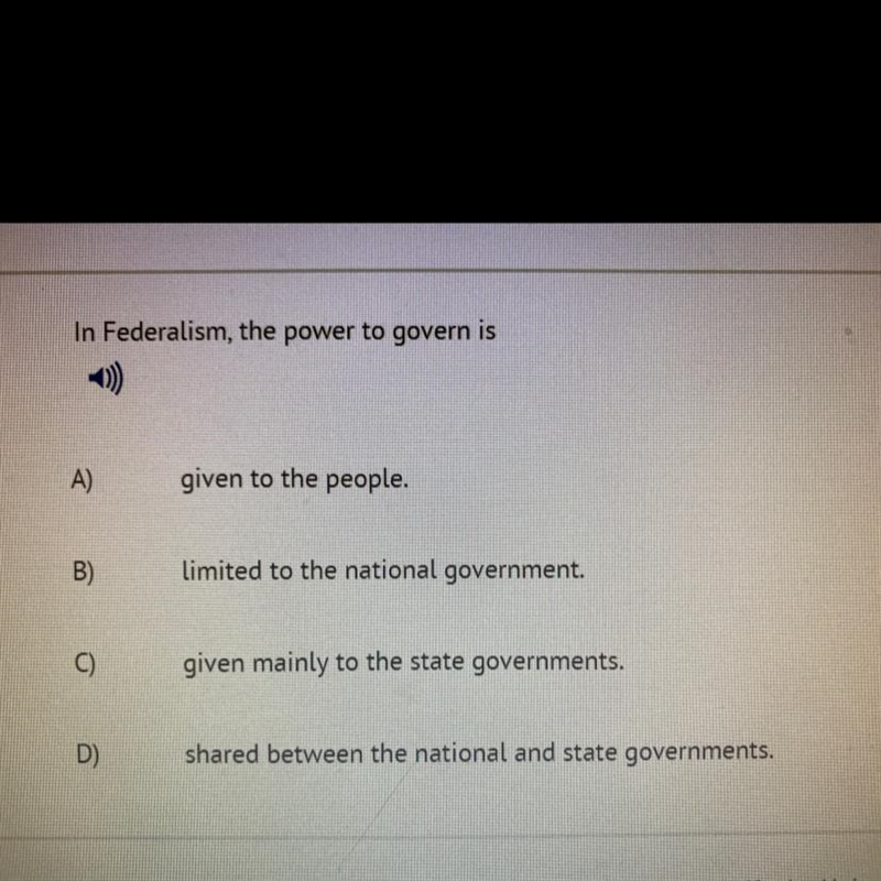 In federalism the power to govern is￼ HELP ASAPP-example-1