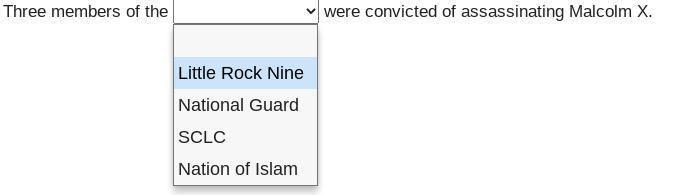 Three members of the ________ were convicted of assassinating Malcolm X. A. Little-example-1