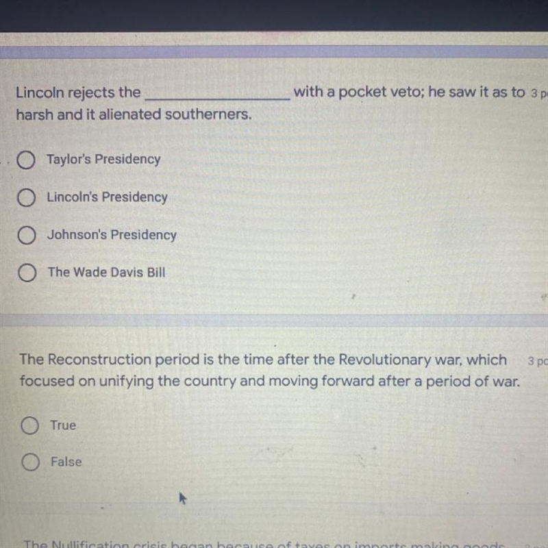 Lincoln Rejects the _____ with a pocket veto, he saw it as to harsh and it alienated-example-1