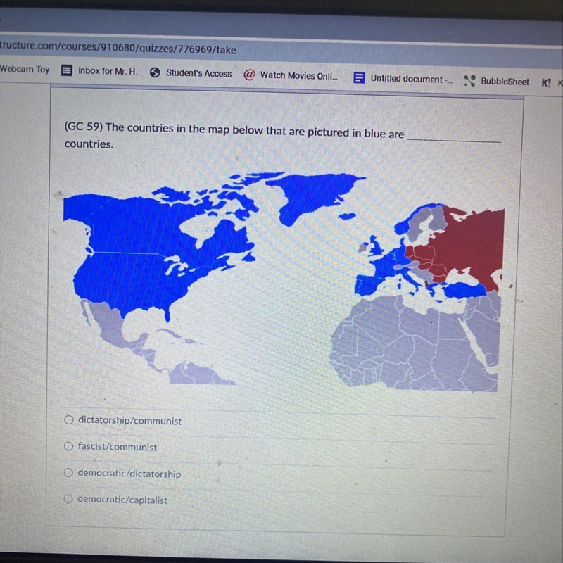 (GC 59) The countries in the map below that are pictured in blue are countries. O-example-1