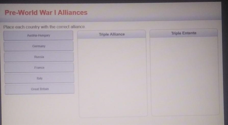 Place each country with the correct alliance.​-example-1