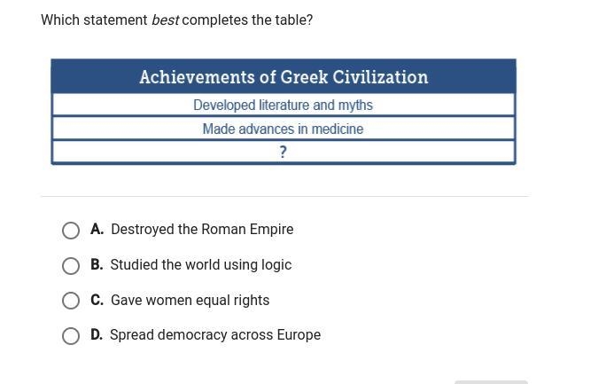 (please help!!) Which statement best completes the table?-example-1