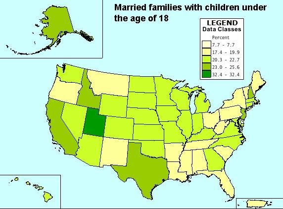 According to the map, which state has the highest percentage of households made up-example-1