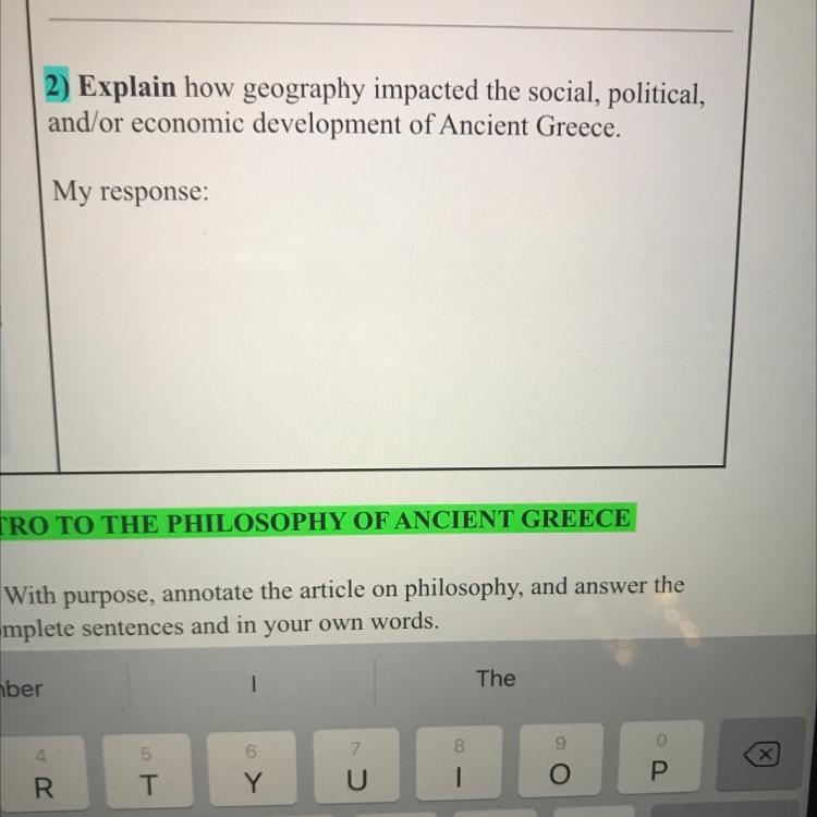 Explain how geography impacted the social, political, and/or economic development-example-1