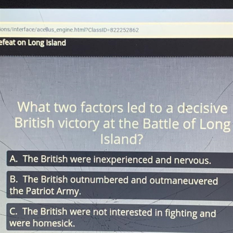 Helpp What two factors led to a decisive British victory at the Battle of Long Island-example-1