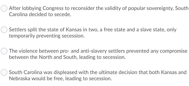 How did reactions to the passage of the Kansas-Nebraska Act lead to South Carolina-example-1