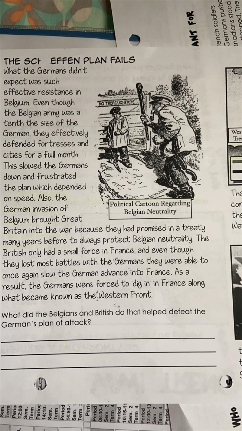 1.What did the Belgians and British do that helped defeat the German's plan of attack-example-5