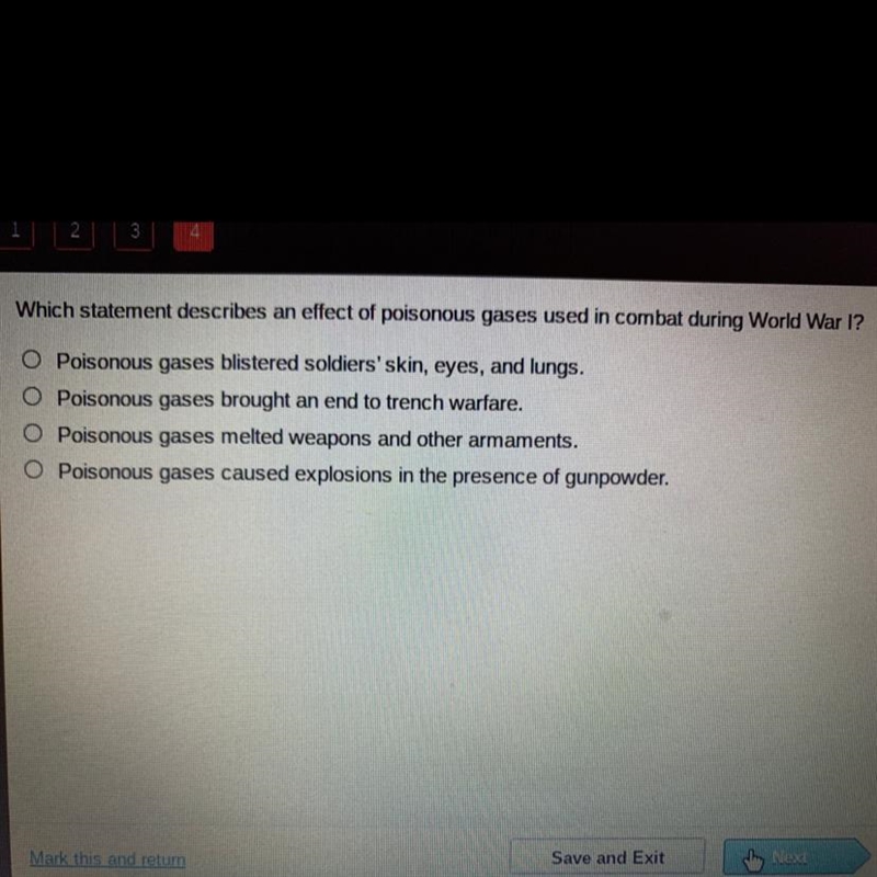 30 pts in middle of quiz!! Which statement describes an effect of poisonous gases-example-1