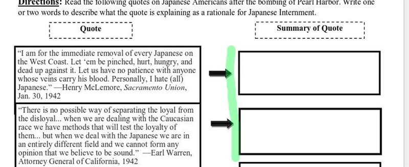 Read the following quotes on Japanese Americans after the bombing of Pearl Harbor-example-1