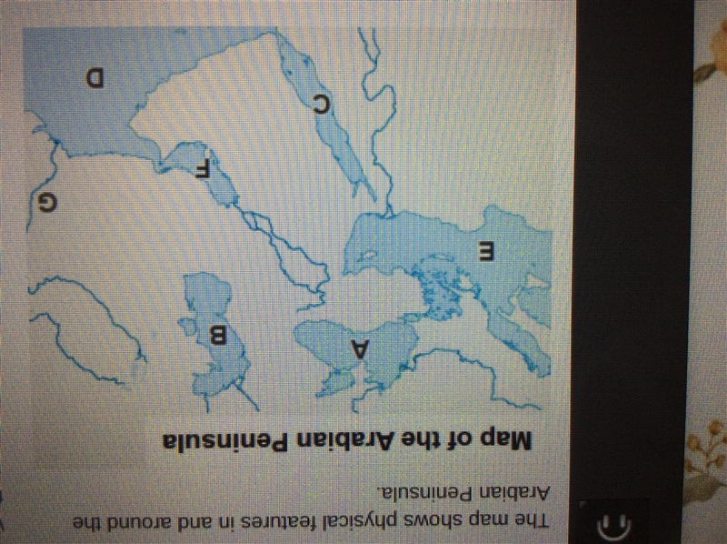 Which body of water is represented by the letter C on the map?-example-1