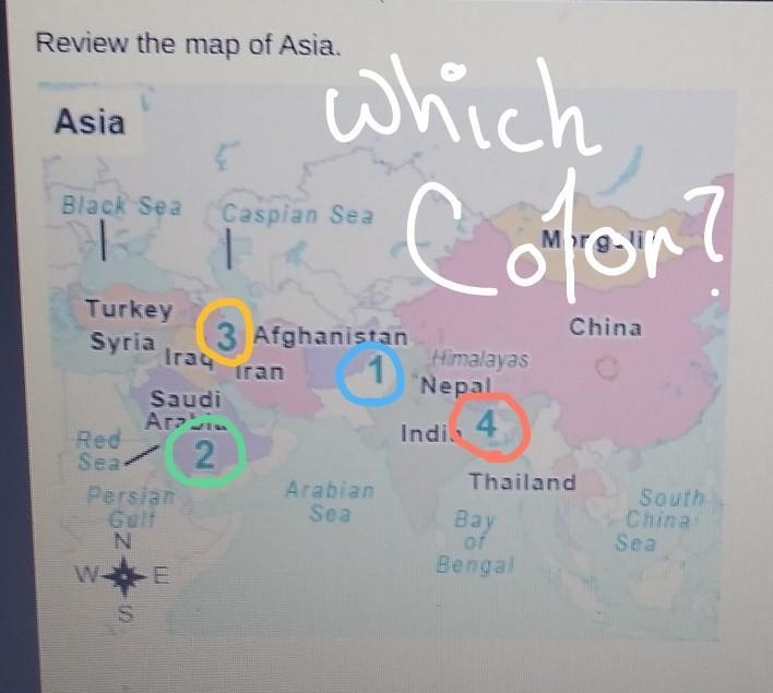 Which number on the map shows the approximate place of origin of them Aryan people-example-1