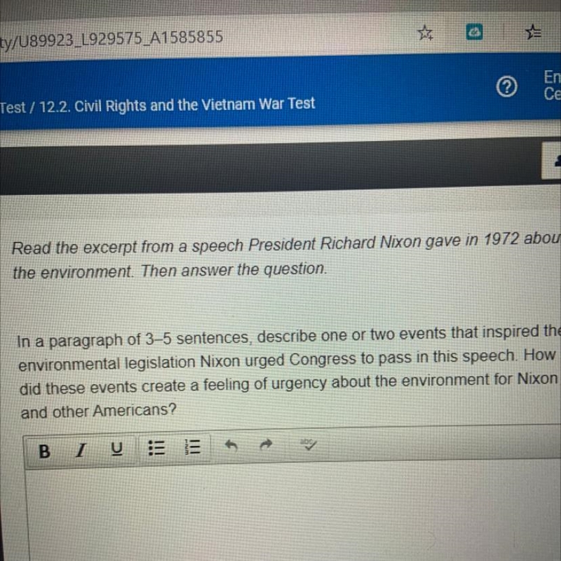 In a paragraph of 3–5 sentences, describe one or two events that inspired the environmental-example-1