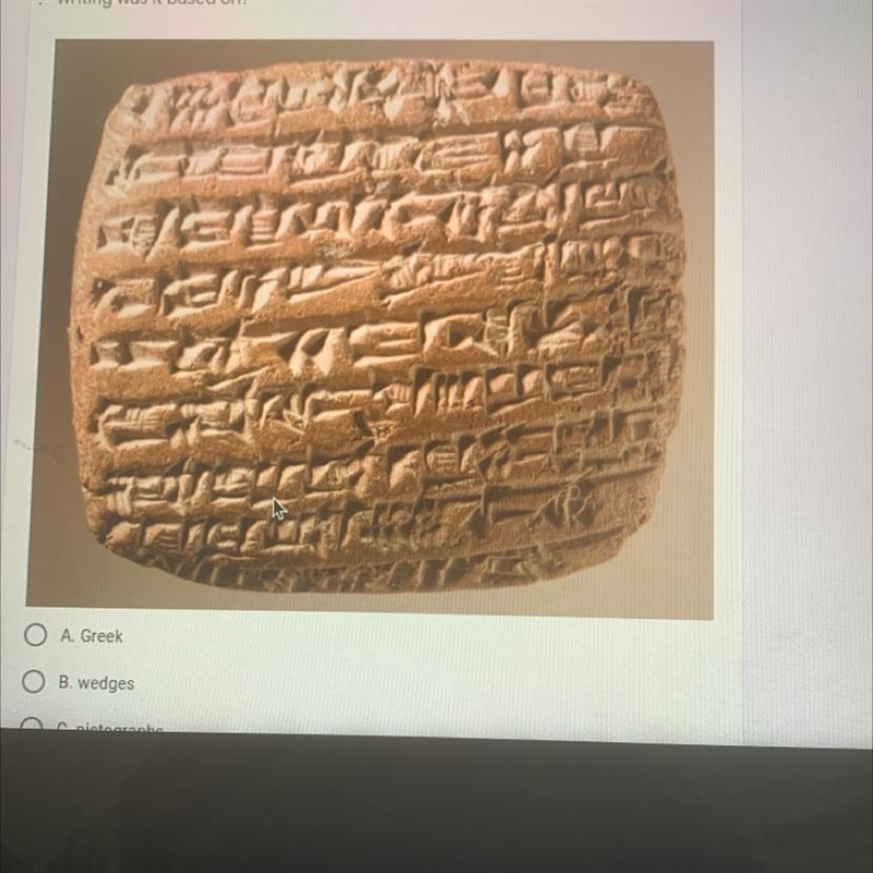 Cuneiform was the language of the Sumerians. What earlier form of writing was it based-example-1