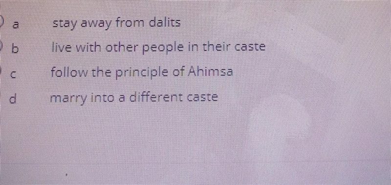 Which of the following is a Hindu forbidden to do based on their caste system?​-example-1