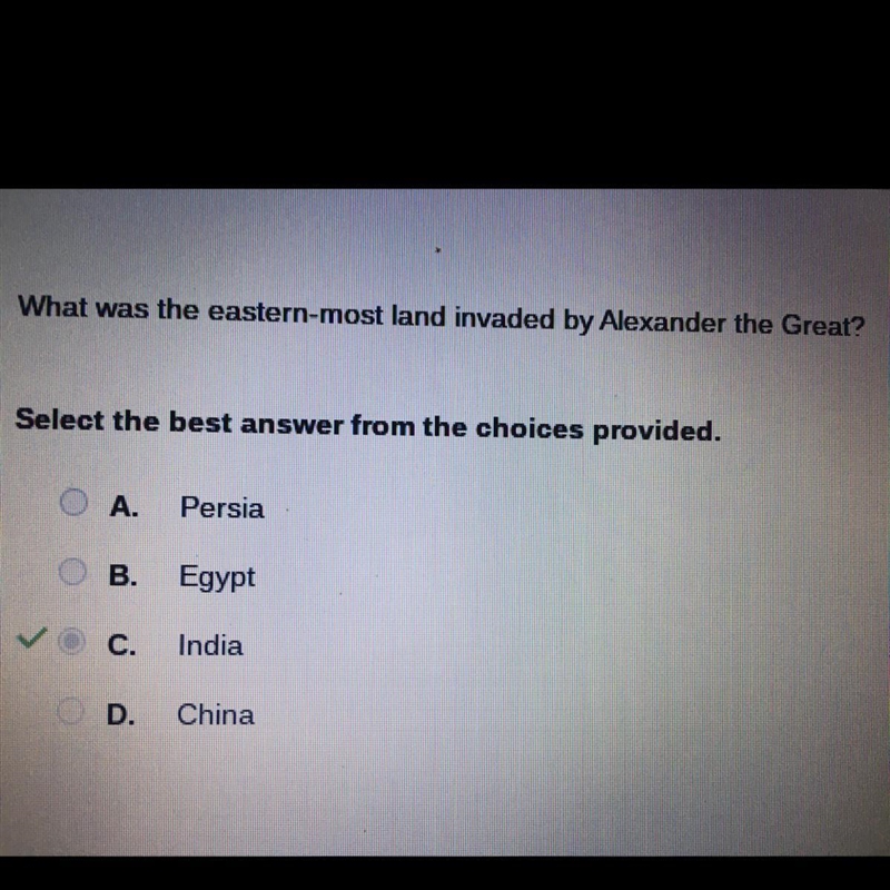 What was the eastern-most land invaded by Alexander the Great? Select the best answer-example-1