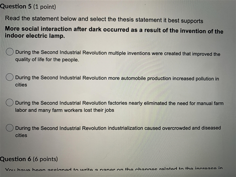 Read the statement below and select the thesis statement best supports mor” social-example-1