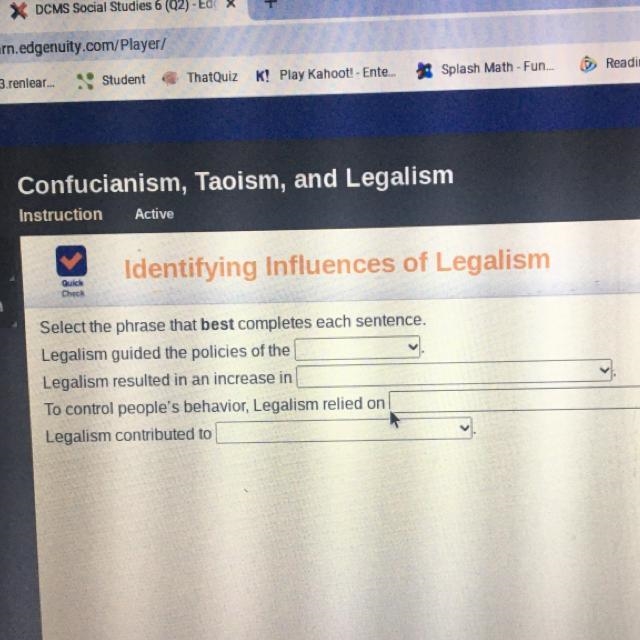 90 POINTS!!!! Check Select the phrase that best completes each sentence. Legalism-example-1