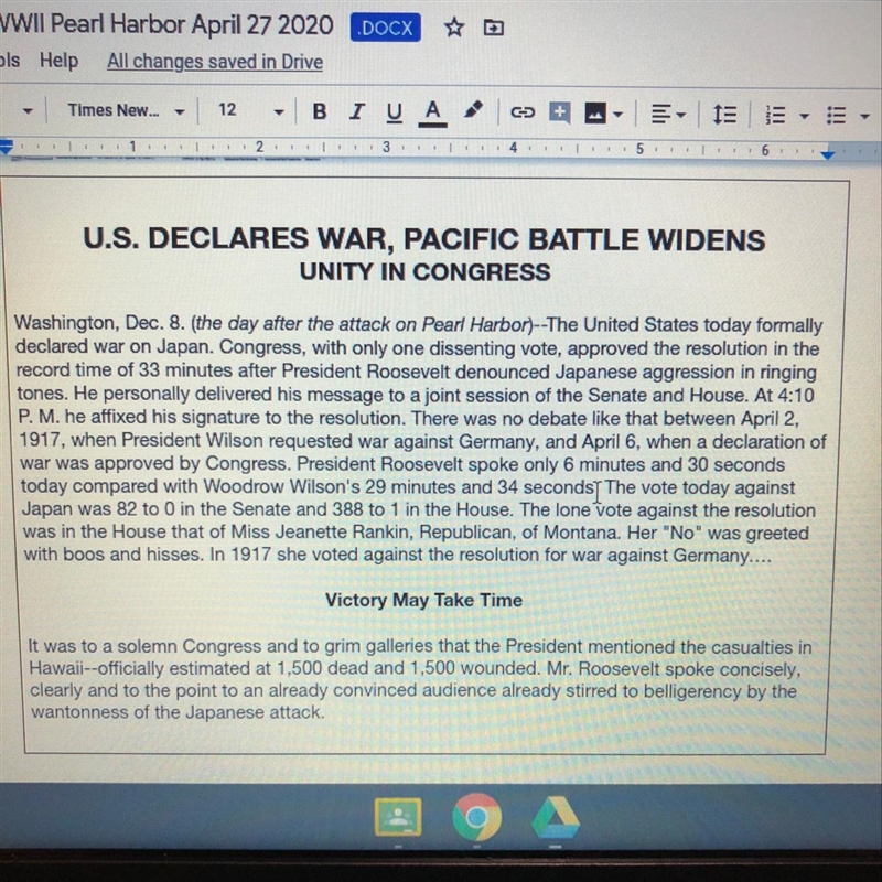 What suggest to youthe difference between the US involvement in World War Il in comparison-example-1