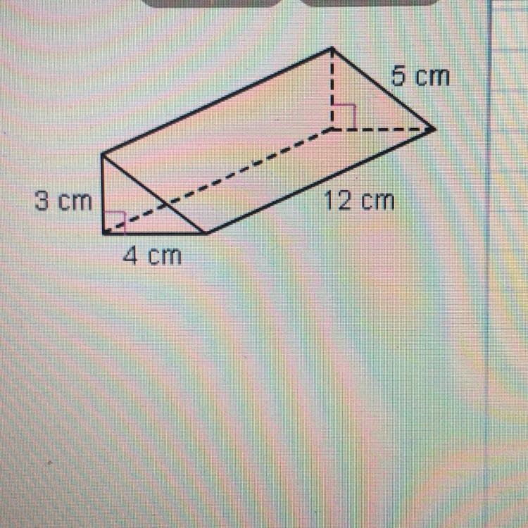 Find the surface area of the prism 5 cm 3 cm 12 cm 4 cm-example-1