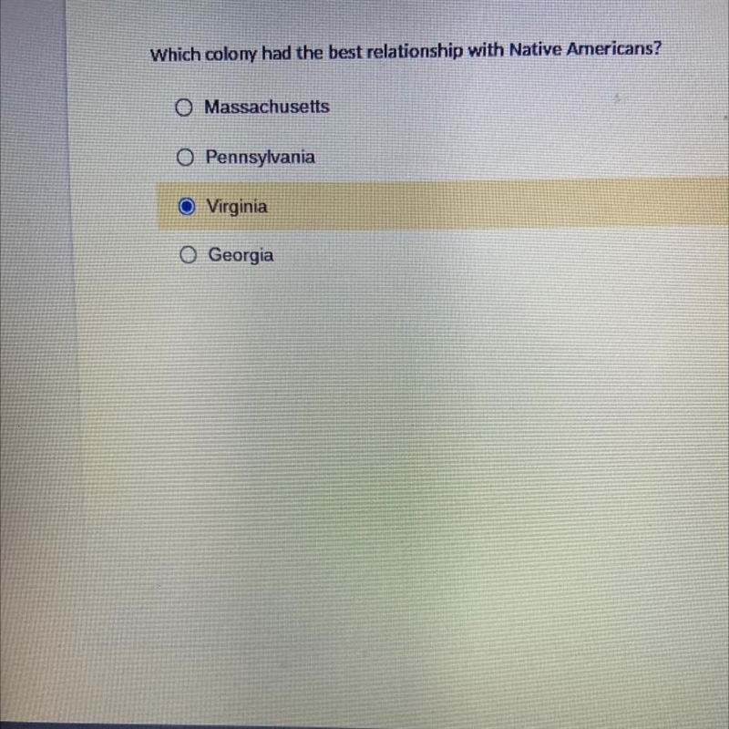 Which colony had the best relationship with Native Americans?-example-1