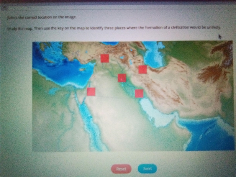 Study the map. Then use the key on the map to identify three places where the information-example-1