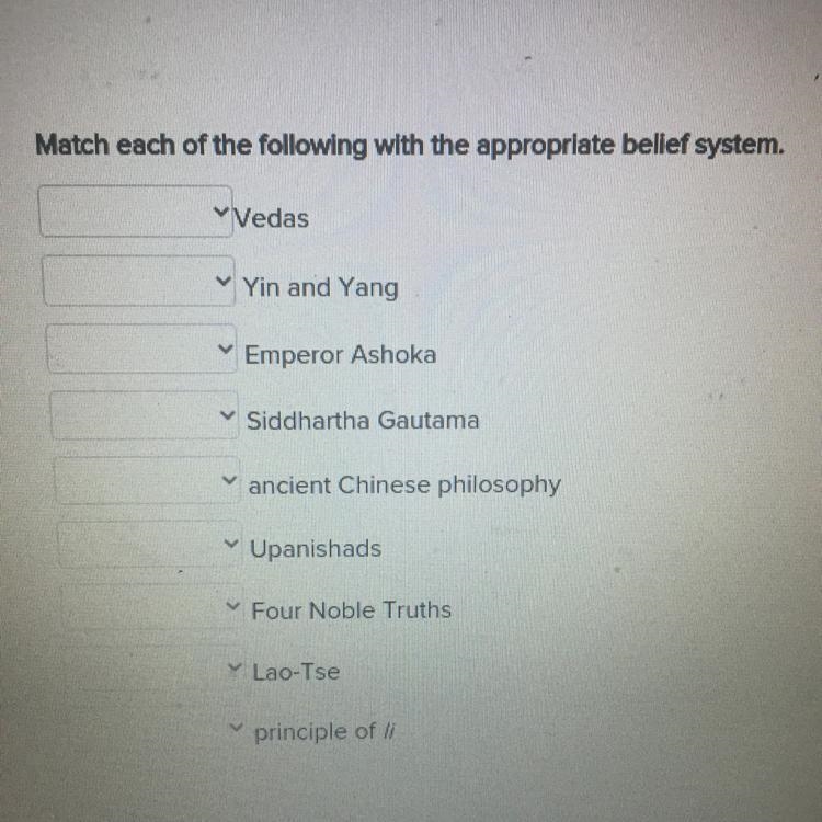 The answer chooses for each one are Taoism, Buddhism, Confucianism, and Hinduism I-example-1