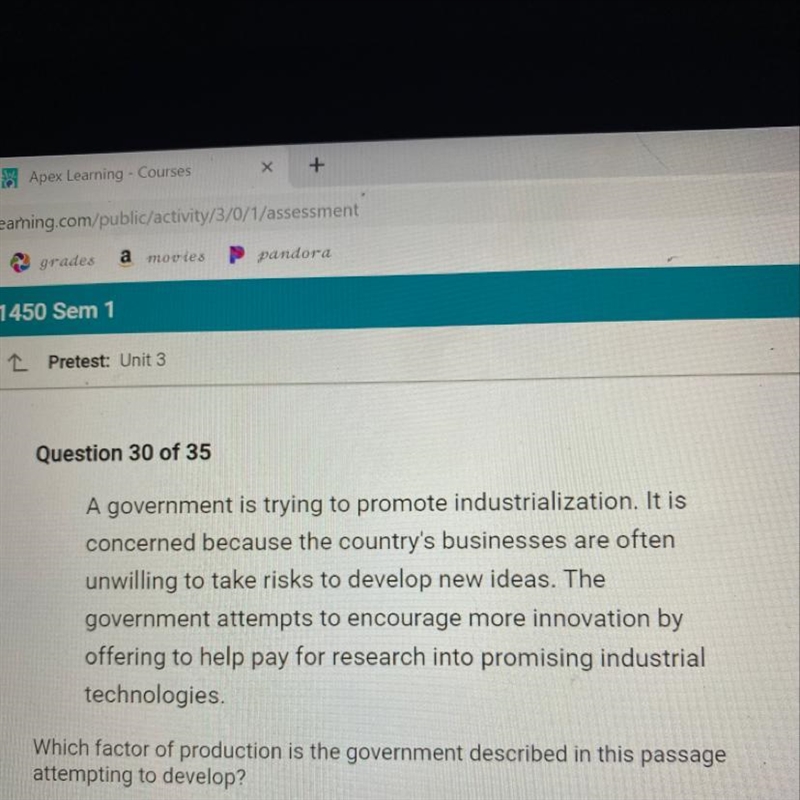 Which factor of production is the government described in this passage attempting-example-1