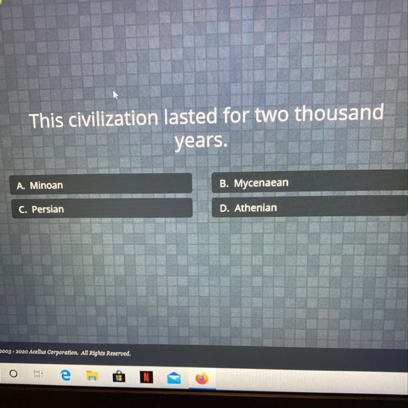 Which civilization lasted for 2 thousand years-example-1