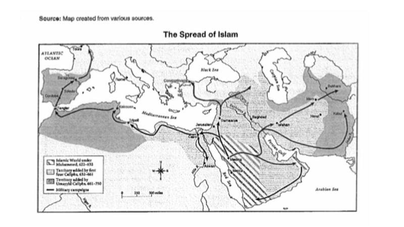 What does this map show about Muhammads followers-example-1