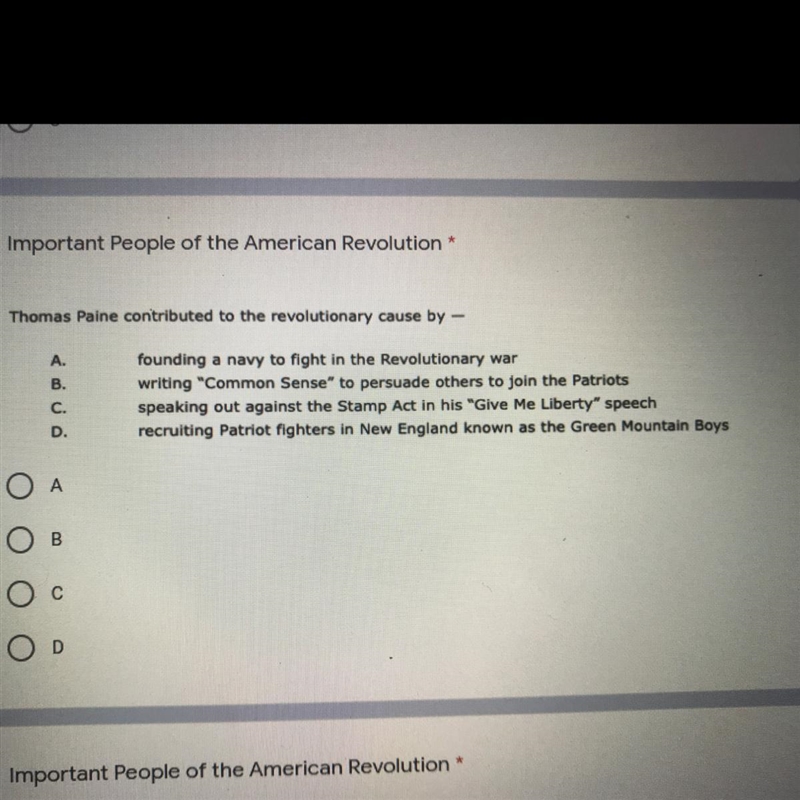 HELP ME IF YOURE GOOD WITH THE AMERICAN REVOLUTION LOOK AT MY QUESTIONS AND HELP ME-example-1