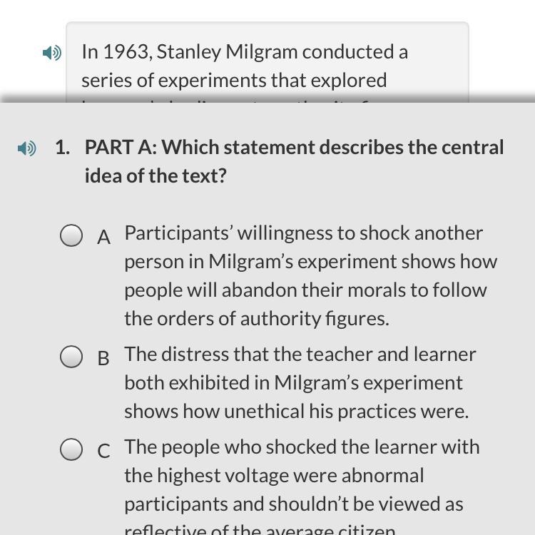 PART A: Which statement describes the central idea of the text?-example-1