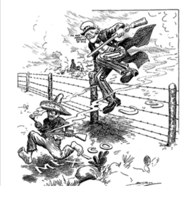 How does the cartoon portray Pancho Villa? as a hero of the revolution as a Mexican-example-2