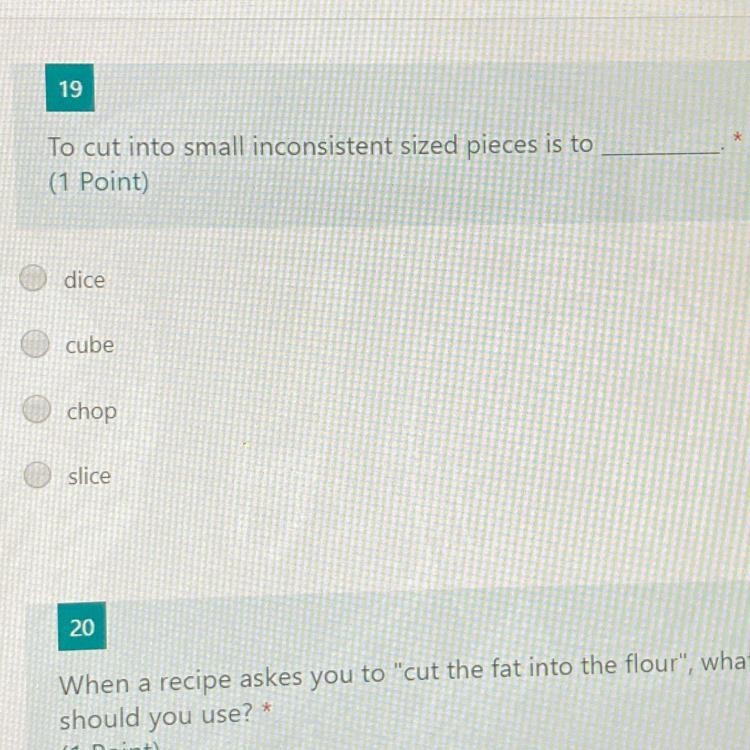 To cut into small inconsistent sized pieces is to __________? Please help I need to-example-1