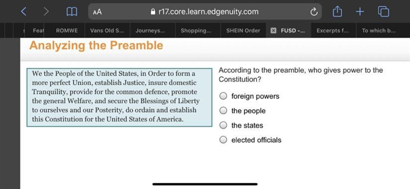 According to the preamble who gives power to the constitution-example-1