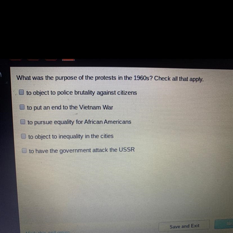 N What was the purpose of the protests in the 1960s? Check all that apply. to object-example-1