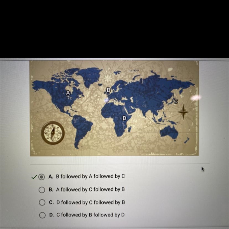 Exam in this map. Which statement best describes the order in which regions industrialized-example-1